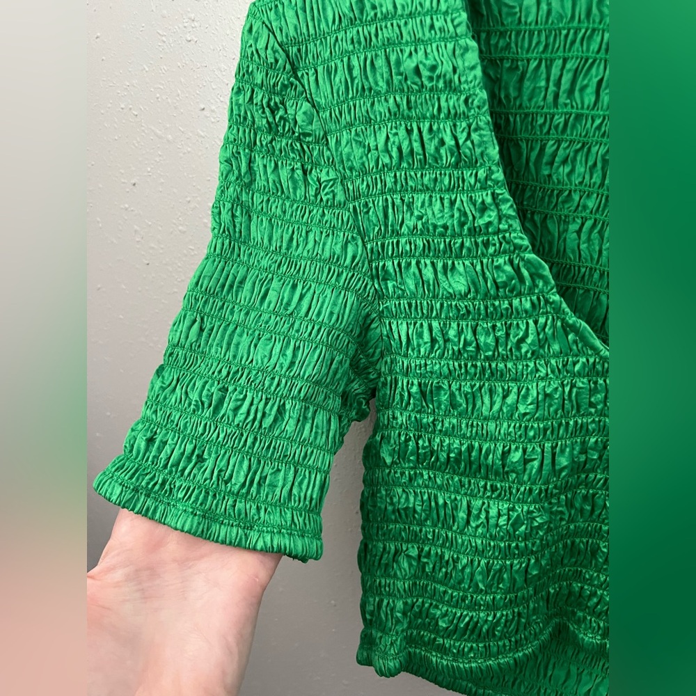 GANNI Green Ruched crop top Size 36 New - Picture 9 of 14